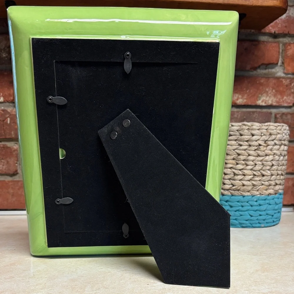 Lime Green Ceramic 5 x 7 Picture Frame Glossy Finish Total Size Of Frame 9 x 11